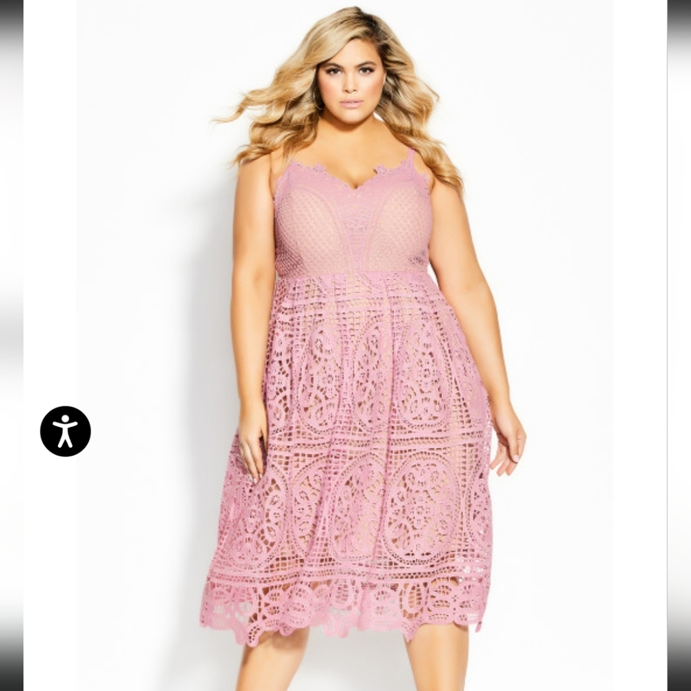 City Chic Pink Lace Dress
